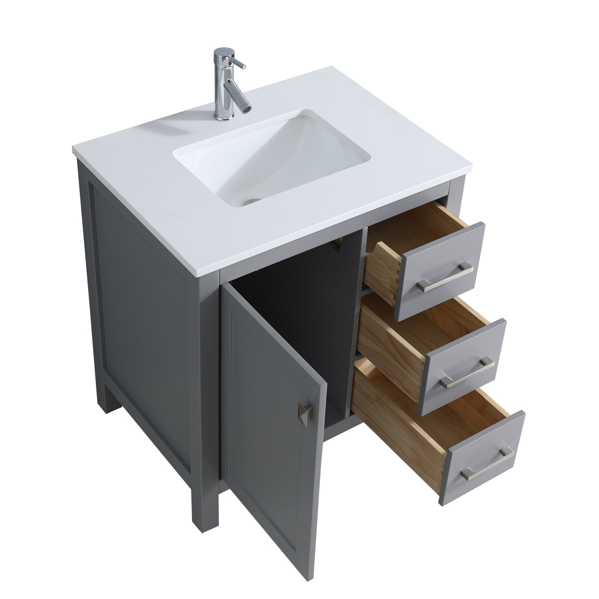 30" Bathroom Vanity with Cabinet & 3 Drawers - 9008 Series