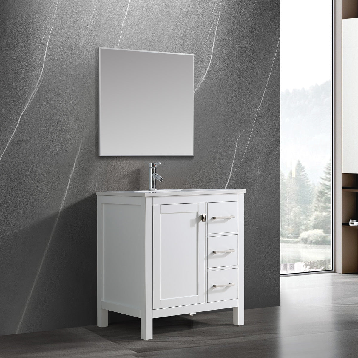 30" Bathroom Vanity with Cabinet & 3 Drawers - 9008 Series