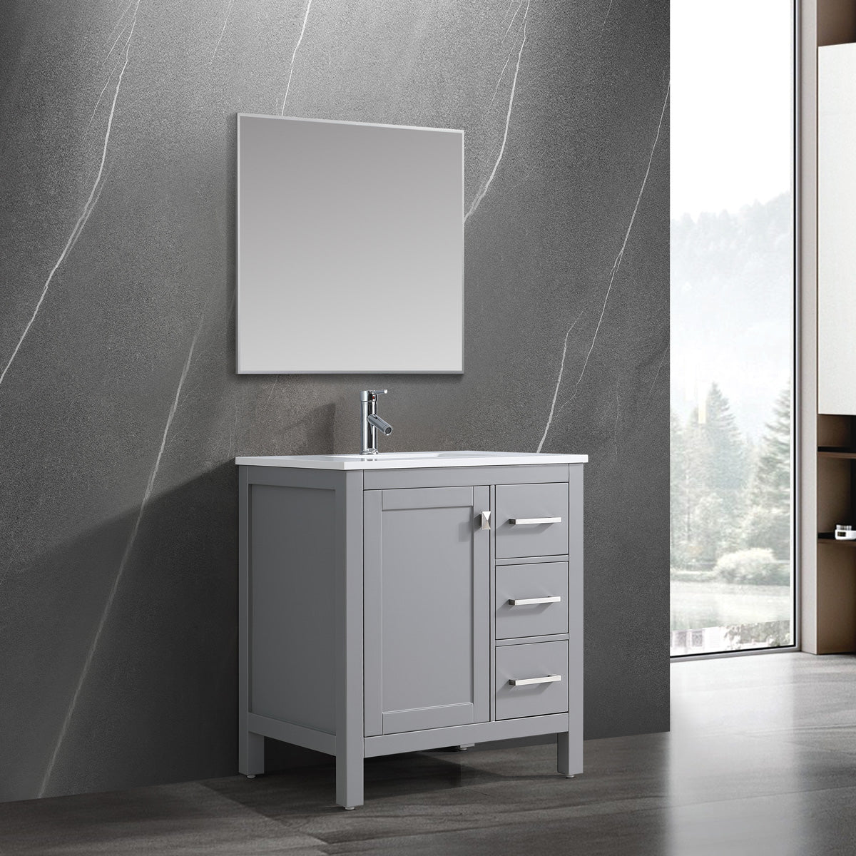 30" Bathroom Vanity with Cabinet & 3 Drawers - 9008 Series