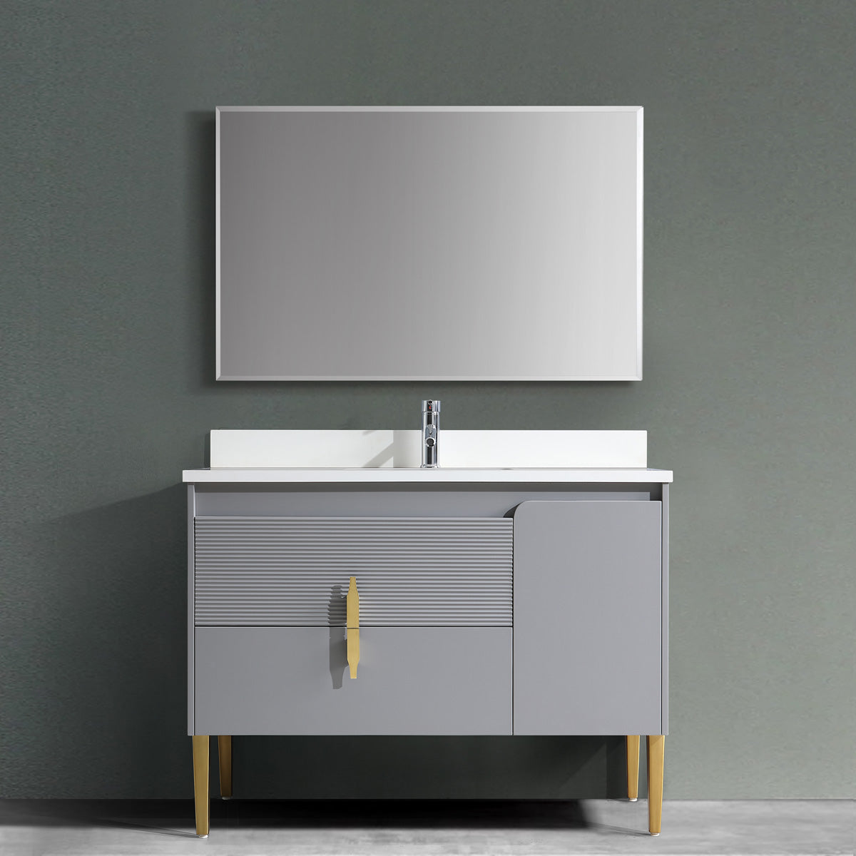 36" Bathroom Vanity with 2 Long Drawers & Cabinet - 8271 Series