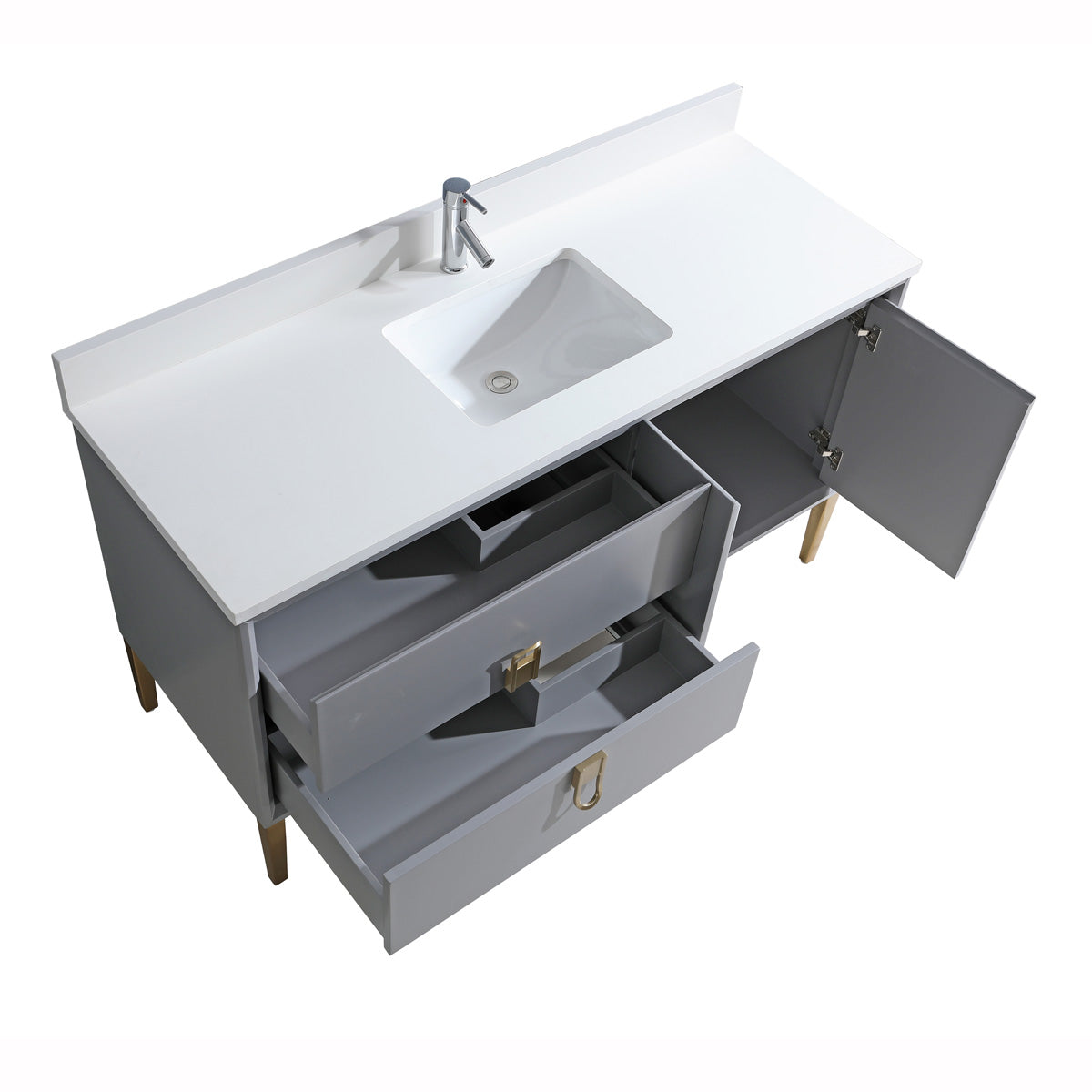 48" Bathroom Vanity with 2 Long Drawers & Cabinet - 8296 Series