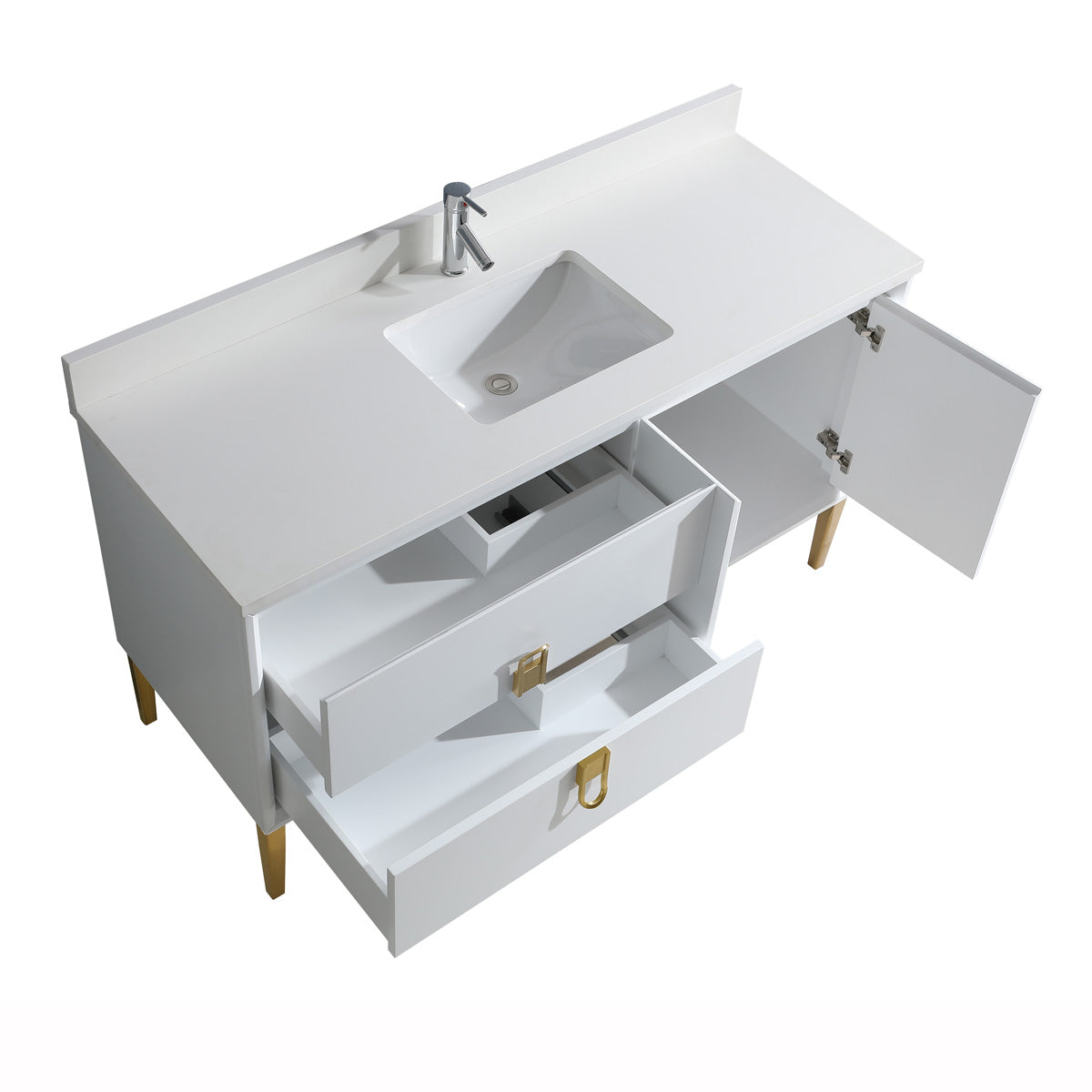 48" Bathroom Vanity with 2 Long Drawers & Cabinet - 8296 Series