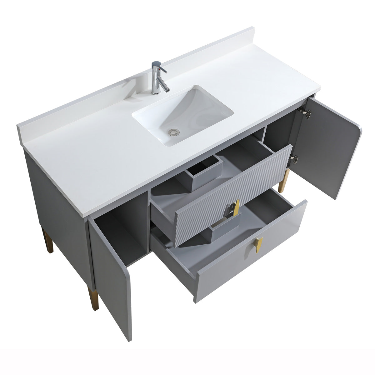 60" Bathroom Vanity with 2 Long Drawers & 2 Cabinets - 8271 Series